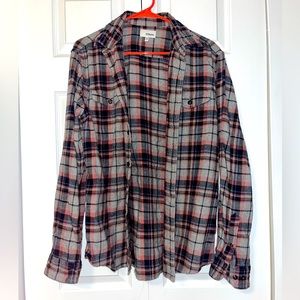 Sonoma pink and blue flannel button up